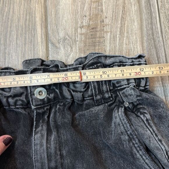 Zara Baggy Paperbag Jeans - Womens Size 4 - Crop High‎ Waisted Black Wash - Picture 6 of 13